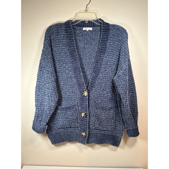 Ultra Flirt Sweater Women Size S Blue Knit Cardigan W/Buttons & Pockets - Picture 1 of 4